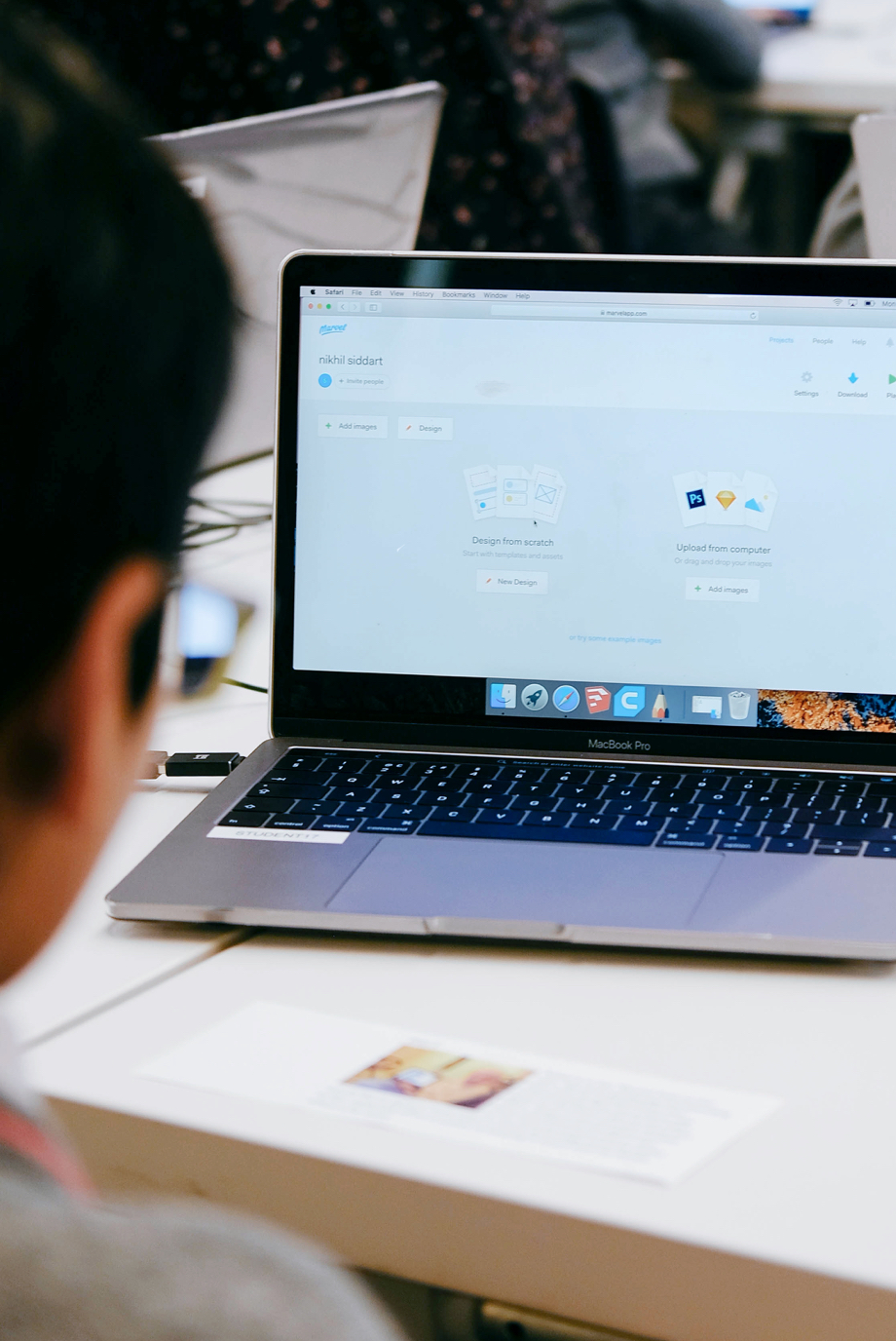 Students using Marvel on desktop
